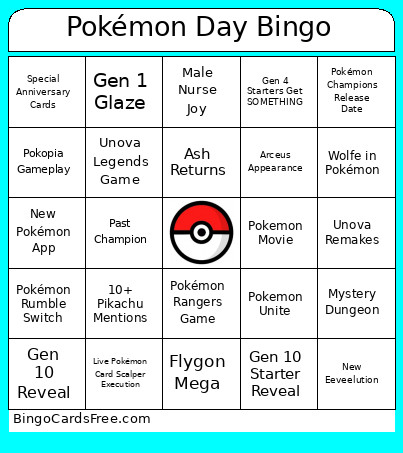 Pokémon Day 2026 Bingo Card