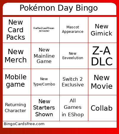 Pokémon Day Bingo Card
