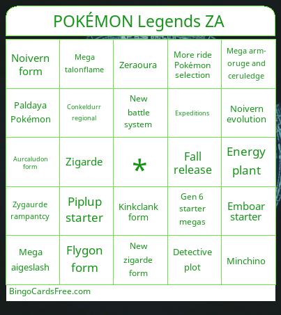 Pokémon day bingo card