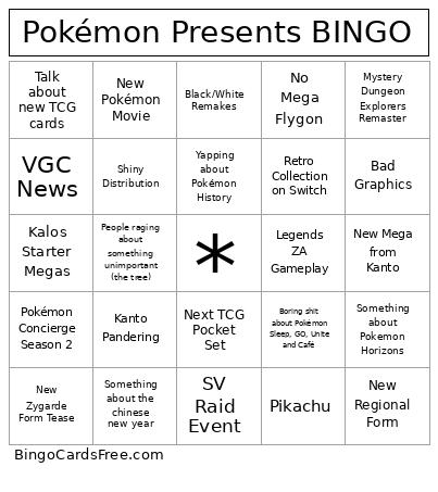 Pokémon Presents Bingo Card 3