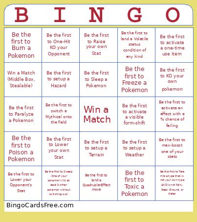 Pokemon Bingo Card