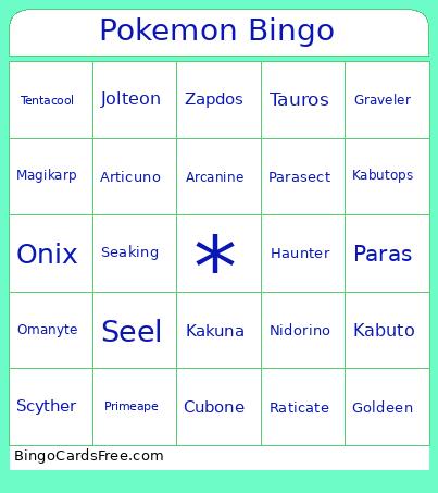 Pokemon Bingo Cards Free Pdf Printable Game, Title: Pokemon Bingo