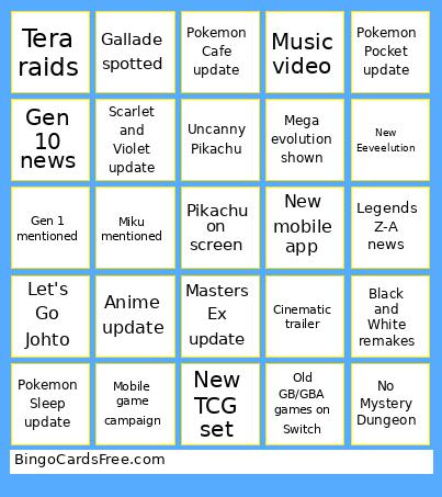 Pokemon Bingo Cards Free Pdf Printable Game, Title: 