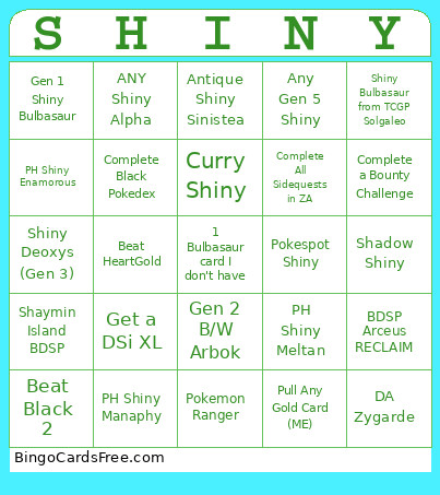 Pokemon 2026 Bingo Card