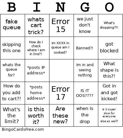 Pokemon Center Bingo Card