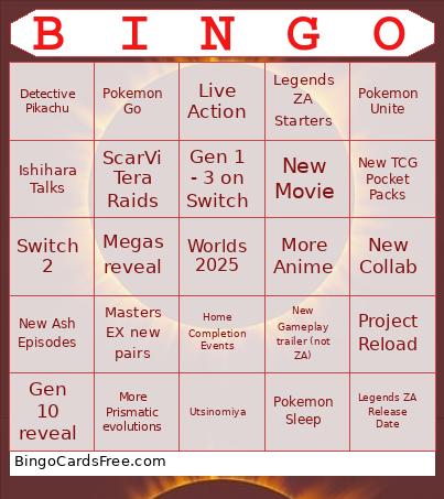 Pokemon Day 2025 Bingo