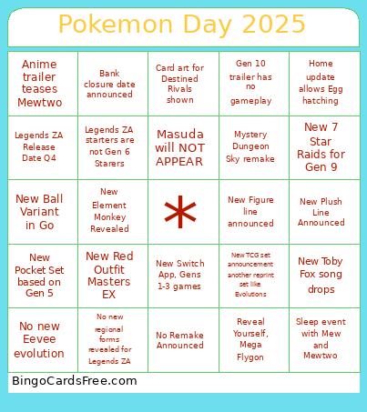 Pokemon Day 2025 Bingo