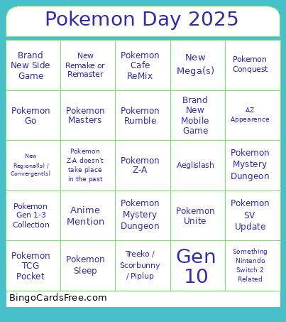 Pokemon Day 2025 Bingo Card 2