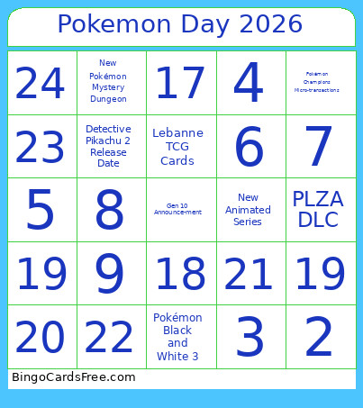 Pokemon Day 2026 Bingo Card