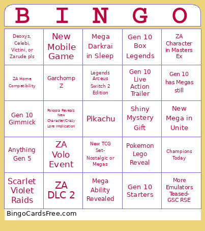 Pokemon Day 2026 Bingo Card 2