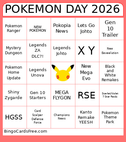 Pokemon Day 2026 Bingo Card 2