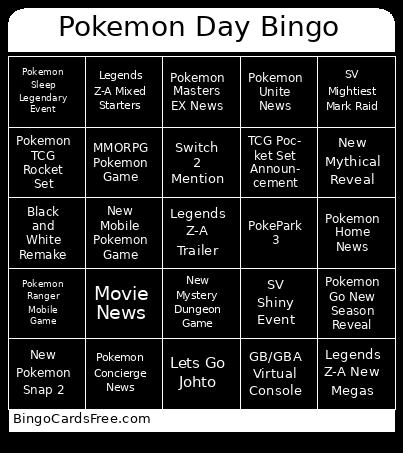 Pokemon Day Bingo Cards Free Pdf Printable Game, Title: Pokemon Day Bingo