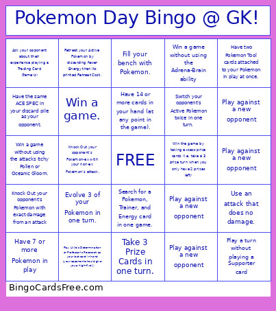 Pokemon Day @ GK! Bingo Card