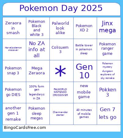 Pokemon Day Non Serious Bingo Card