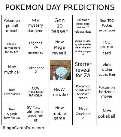POKEMON DAY PREDICTIONS Bingo Cards Free Pdf Printable Game, Title: POKEMON DAY PREDICTIONS