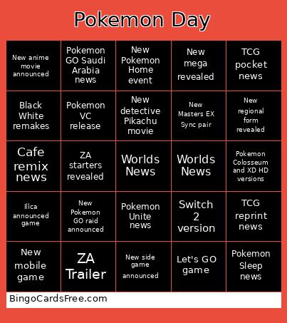 Pokemon Day Presents Bingo Card