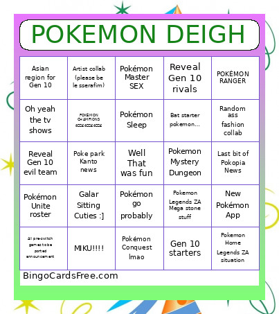 POKEMON DEIGH Bingo Card