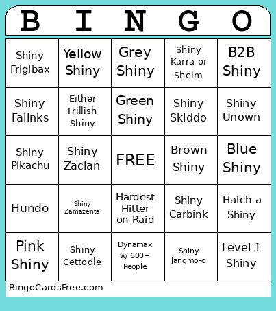 Pokemon Go Fest Bingo