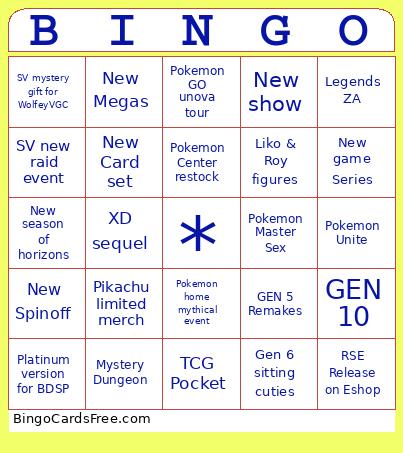 Pokemon Presents 2025 Bingo Cards Free Pdf Printable Game, Title: BINGO