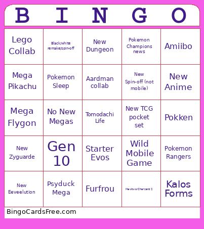 Pokemon Presents 2025 Bingo