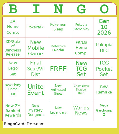 Pokemon Presents 2026 Bingo Card