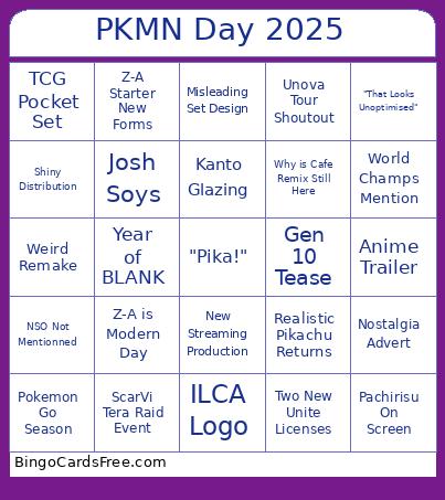 Pokemon Presents: 27/02/25 - Bingo Card