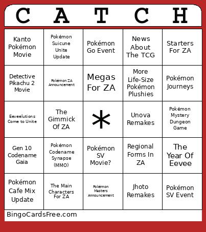 Pokemon Presents Bingo Card