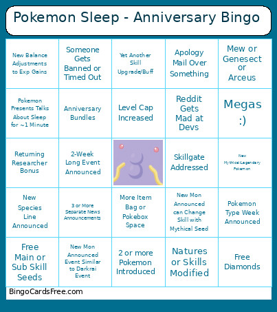Pokemon Sleep - Anniversary Bingo Card