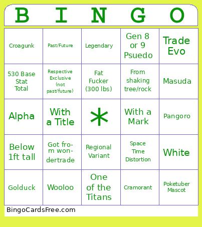 Pokemon Switch Shinnies Bingo Cards Free Pdf Printable Game, Title: BINGO