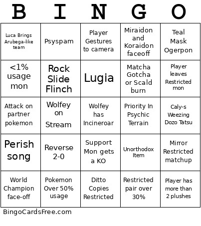 Pokemon World VGC Bingo Card