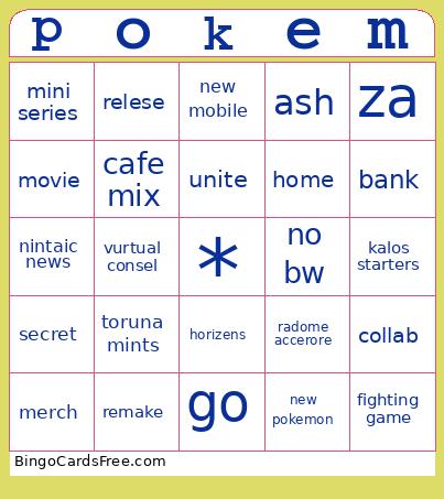 pokemonday Bingo Cards Free Pdf Printable Game, Title: pokem