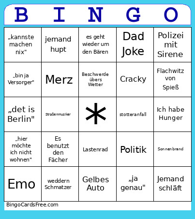 PolBil Bingo Card