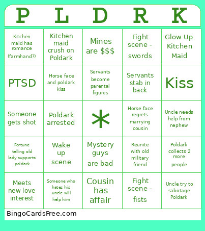 Poldark Bingo Card