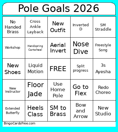 Pole Goals 2026 Bingo Card