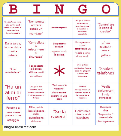 Police Bingo Card