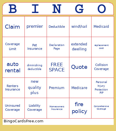 Policy Bingo Card