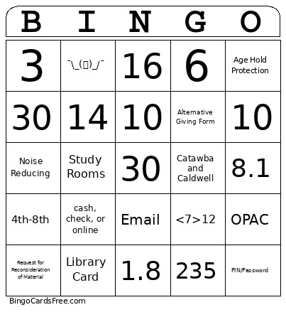 Policy And Procedure Bingo Card