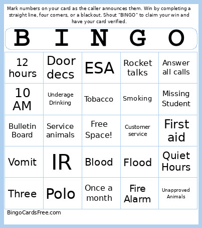 Policy Bingo Card