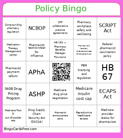 Policy Bingo Card