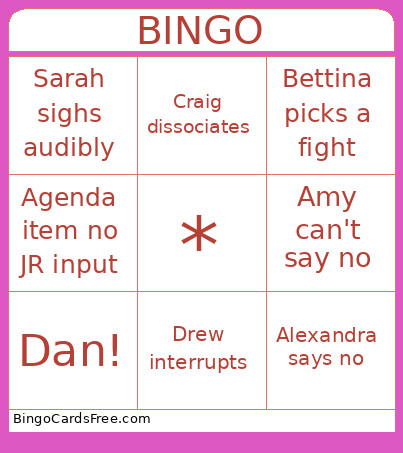 Policy Meeting Bingo Card