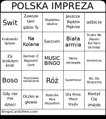 POLSKA IMPREZA Bingo