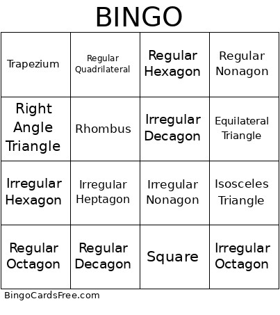 Polygon Bingo Card