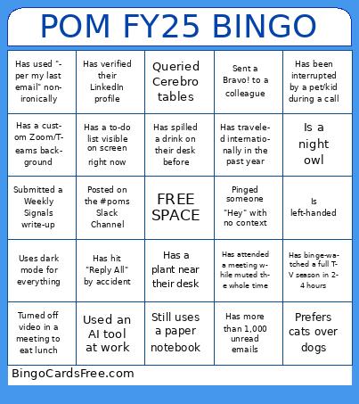 POM FY25 Bingo