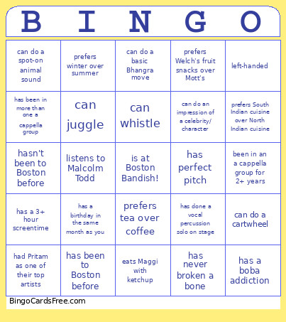 Poopybutt Bingo Card
