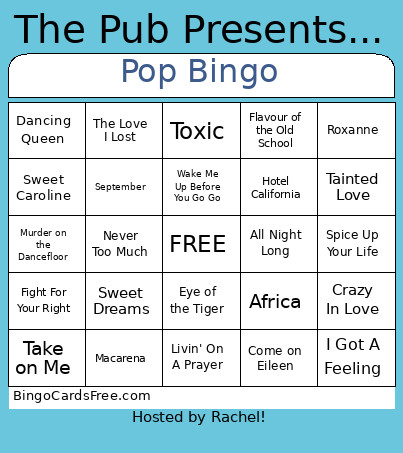 Pop Bingo Card