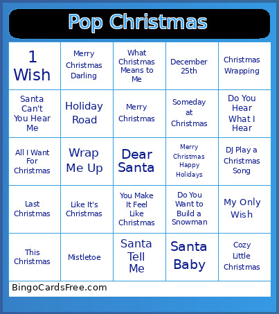 Pop Christmas Bingo Card