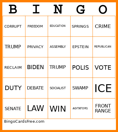 POPCORN POLITICS Bingo Card