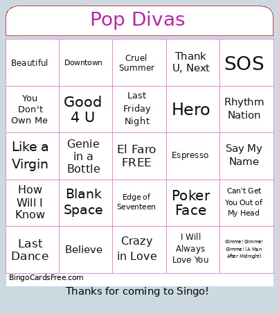 PopDIva_AUG_ElFaro Bingo Card