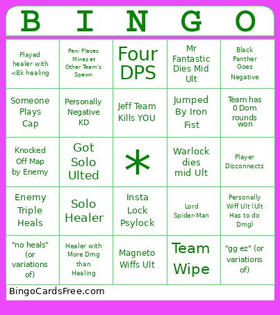 Posse Rivals Bingo Card