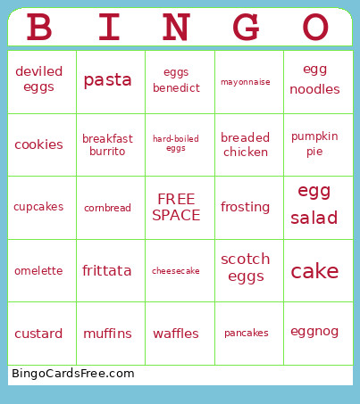 Poultry Bingo Card